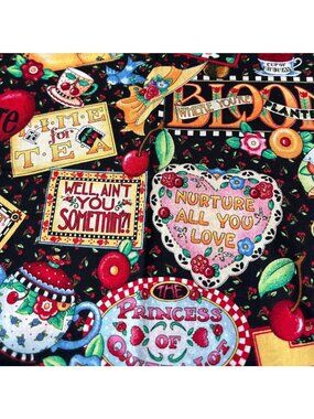 Mary Engelbreit Fat Quarter Cotton Fabric 18" x 22" VIP Cranston Blooms Quotes